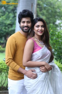 Telugu movie Boyfriend for hire press meet attended by actors Viswant and Malavika Satheesan