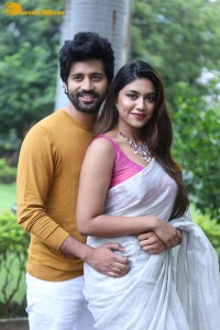 Telugu movie Boyfriend for hire press meet attended by actors Viswant and Malavika Satheesan