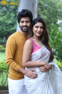 Telugu movie Boyfriend for hire press meet attended by actors Viswant and Malavika Satheesan