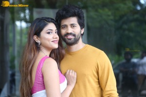 Telugu movie Boyfriend for hire press meet attended by actors Viswant and Malavika Satheesan