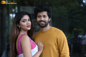 Telugu movie Boyfriend for hire press meet attended by actors Viswant and Malavika Satheesan