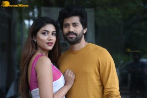 Telugu movie Boyfriend for hire press meet attended by actors Viswant and Malavika Satheesan