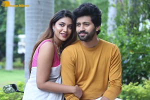 Telugu movie Boyfriend for hire press meet attended by actors Viswant and Malavika Satheesan