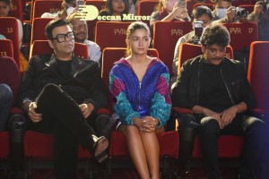 Brahmastra Motion Poster Release in Hyderabad attended by Ranbir Kapoor, Alia Bhatt, Nagarjuna, Karan Johar and SS Rajamouli