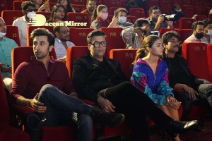 Brahmastra Motion Poster Release in Hyderabad attended by Ranbir Kapoor, Alia Bhatt, Nagarjuna, Karan Johar and SS Rajamouli
