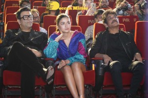 Brahmastra Motion Poster Release in Hyderabad attended by Ranbir Kapoor, Alia Bhatt, Nagarjuna, Karan Johar and SS Rajamouli