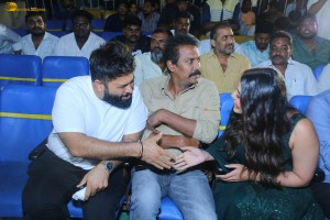 Bro Trailer Launch at Devi Theatre attended by Actress Ketika Sharma, Director Samuthirakani, Music Director Thaman, and Producer TG Vishwa Prasad