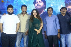 Bro Trailer Launch at Devi Theatre attended by Actress Ketika Sharma, Director Samuthirakani, Music Director Thaman, and Producer TG Vishwa Prasad