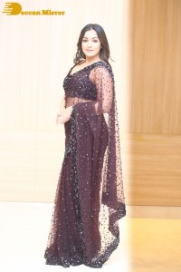 Actress Catherine Tresa dressed in a Black Saree