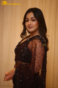 Actress Catherine Tresa dressed in a Black Saree