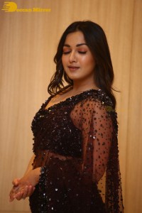 Actress Catherine Tresa dressed in a Black Saree