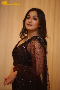 Actress Catherine Tresa dressed in a Black Saree
