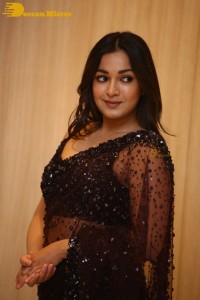 Actress Catherine Tresa dressed in a Black Saree