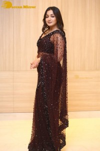 Actress Catherine Tresa dressed in a Black Saree