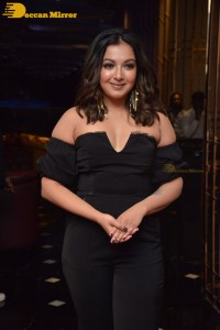 Actress Catherine Tresa aka Catherine Teresa dressed in black while attending a movie event