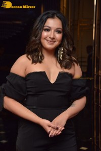 Actress Catherine Tresa aka Catherine Teresa dressed in black while attending a movie event