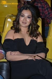 Actress Catherine Tresa aka Catherine Teresa dressed in black while attending a movie event