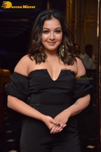 Actress Catherine Tresa aka Catherine Teresa dressed in black while attending a movie event
