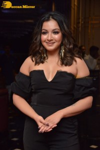 Actress Catherine Tresa aka Catherine Teresa dressed in black while attending a movie event