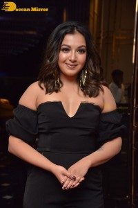 Actress Catherine Tresa aka Catherine Teresa dressed in black while attending a movie event