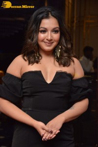Actress Catherine Tresa aka Catherine Teresa dressed in black while attending a movie event