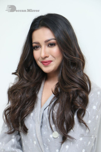 Actress Catherine Tresa photoshoot in a grey dress