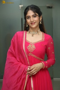 actress Chandini Chowdary photoshoot in a red salwar dress