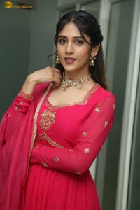 actress Chandini Chowdary photoshoot in a red salwar dress