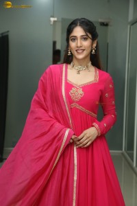 actress Chandini Chowdary photoshoot in a red salwar dress