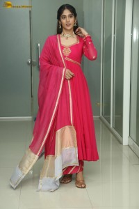 actress Chandini Chowdary photoshoot in a red salwar dress