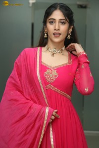 actress Chandini Chowdary photoshoot in a red salwar dress