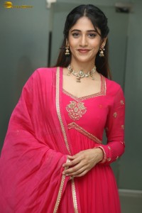 actress Chandini Chowdary photoshoot in a red salwar dress