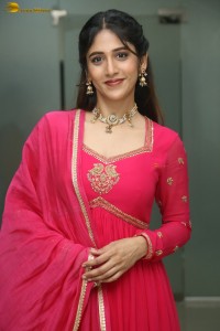 actress Chandini Chowdary photoshoot in a red salwar dress