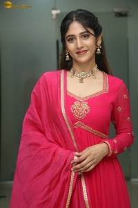 actress Chandini Chowdary photoshoot in a red salwar dress