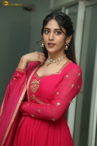 actress Chandini Chowdary photoshoot in a red salwar dress