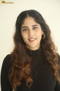 telugu actress Chandini Chowdary cute in a black top and brown skirt