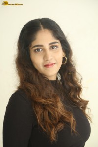 telugu actress Chandini Chowdary cute in a black top and brown skirt