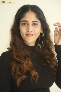 telugu actress Chandini Chowdary cute in a black top and brown skirt