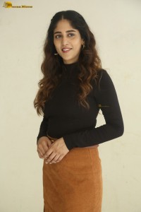 telugu actress Chandini Chowdary cute in a black top and brown skirt