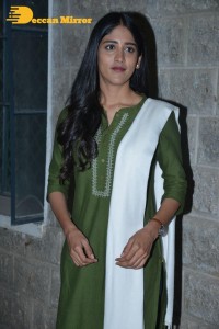 Actress Chandini Chowdary in a green salwar kameez