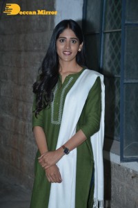 Actress Chandini Chowdary in a green salwar kameez