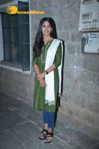Actress Chandini Chowdary in a green salwar kameez