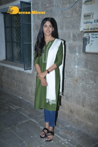 Actress Chandini Chowdary in a green salwar kameez