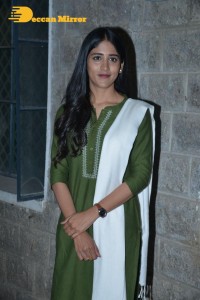 Actress Chandini Chowdary in a green salwar kameez