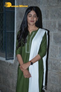 Actress Chandini Chowdary in a green salwar kameez