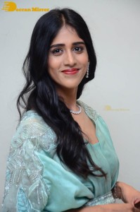 Telugu Actress Chandini Chowdary poses for pictures in a blue dress