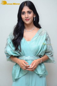 Telugu Actress Chandini Chowdary poses for pictures in a blue dress