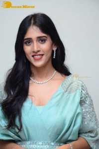 Telugu Actress Chandini Chowdary poses for pictures in a blue dress