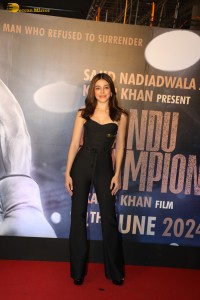 Chandu Champion Screening attended by Kartik Aaryan, Ananya Panday, Saiee Manjrekar, Shanaya Kapoor, Suniel Shetty, and others
