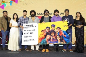 Changure Bangaru Raja Trailer Launch attended by Karthik Rathnam, Ester Noronha, Harish Shankar, and Ravi Teja
